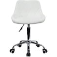 thumbnail image 1 of Chaise de Travail Moderne Pivotante à Dossier Mi-Haut en Cuir PU, Hauteur Réglable, pour Ordinateur, Bureau, Maison, Coiffeuse, avec Roulettes, Blanche, 1 of 5