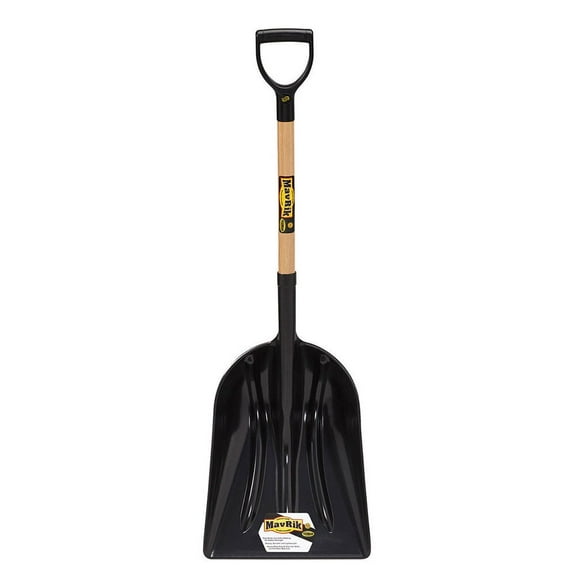 Yoho 567390 30 in. No.12 Poly Scoop Shovel with Polyd Grip Wood Handle, Black