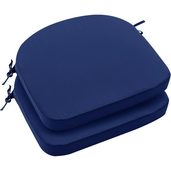 Outdoor Chair Cushions Set of 2: Waterproof & Fade Resistant Patio Furniture Cushions - 18.5 x 16 x 2 Inch Non Slip Round Corner Seat Cushion Pads with Removable Cover for Garden Yard Lawn, Navy Blue