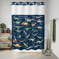 thumbnail image 6 of No Hook Shower Curtain, Blue Dinosaur Shower Curtains for Bathroom with See Through Top Window, Vintage Letters Farm Animals Waterproof & Washable Bath Curtain Extra Long 72"x84", 6 of 9