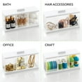 thumbnail image 4 of mDesign Cosmetic Divided Storage Organizer Box, 3 Sections and Lid - Clear/White, 4 of 8