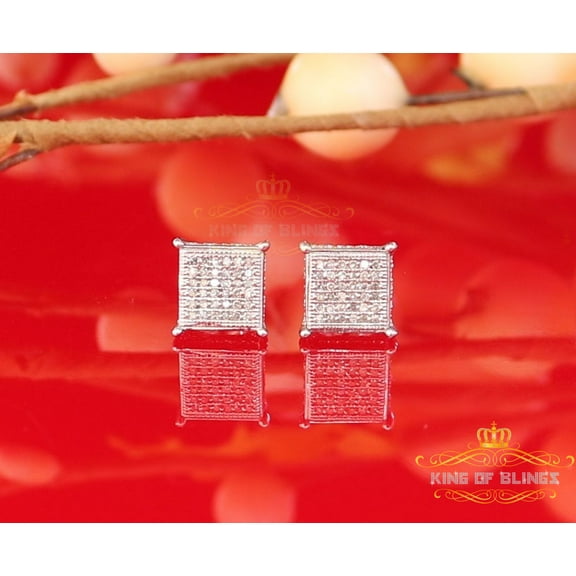 King of Bling's 0.20ct Diamond Collection White 925 Sterling Silver Women & Men Square Earrings