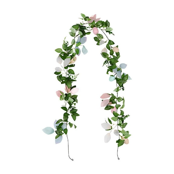NSESSHome Easter Egg Garland Spring Artificial Easter Colored Egg and Artificial Ivy Fake Greenery Leaf Garland Plants Vine for Holiday Parties Home Fireplace Table Indoor Outdoor