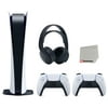 Sony Playstation 5 Digital Edition Console (Japan Import) with Extra White Controller and Black PULSE 3D Headset Bundle with Cleaning Cloth