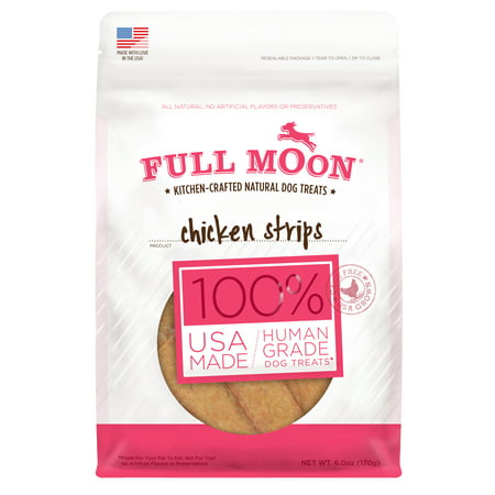 Full Moon All Natural Human Grade Dog Treats, Chicken Strips, 6
