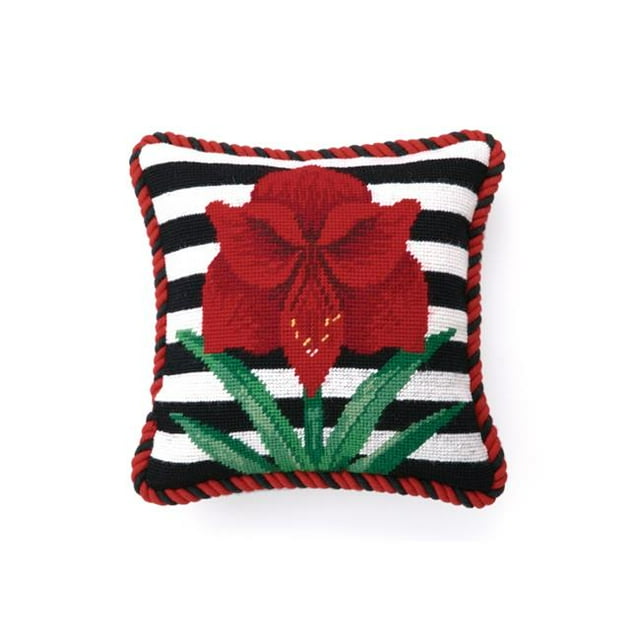 Peking Handicraft 31SSX117BC10SQ Oreiller à Rayures Amaryllis 10 x 10 Po.