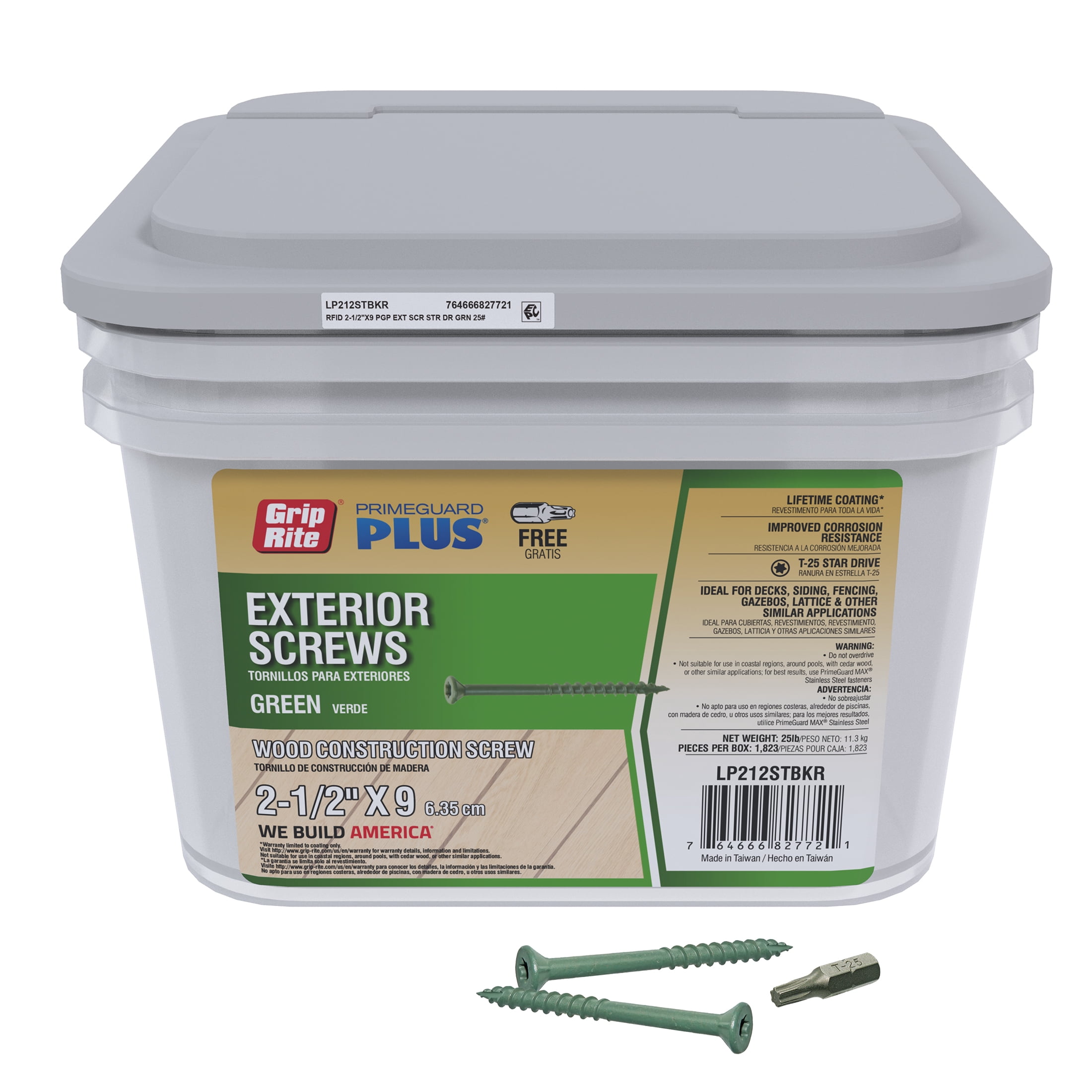 Grip-Rite PrimeGuard Plus #9 x 2-1/2 in. Green Wood to Wood Deck Screw 25 lb.