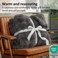 thumbnail image 2 of ROSEKIND ultra-soft 680GSM Faux Fur Ribbed Throw Blanket for Sofa & Bed, Cozy Gift for Adults & Friends, 50x60in, Midnight Dark Grey, 2 of 9