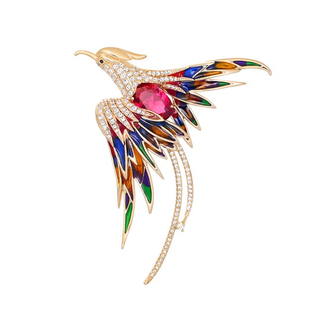 Broche de animales, adorno de ropa, aleación de moda, aceite de goteo de diamante, broche de Fénix, accesorio de flor de pecho elegante para mujer Excelente Rendimiento