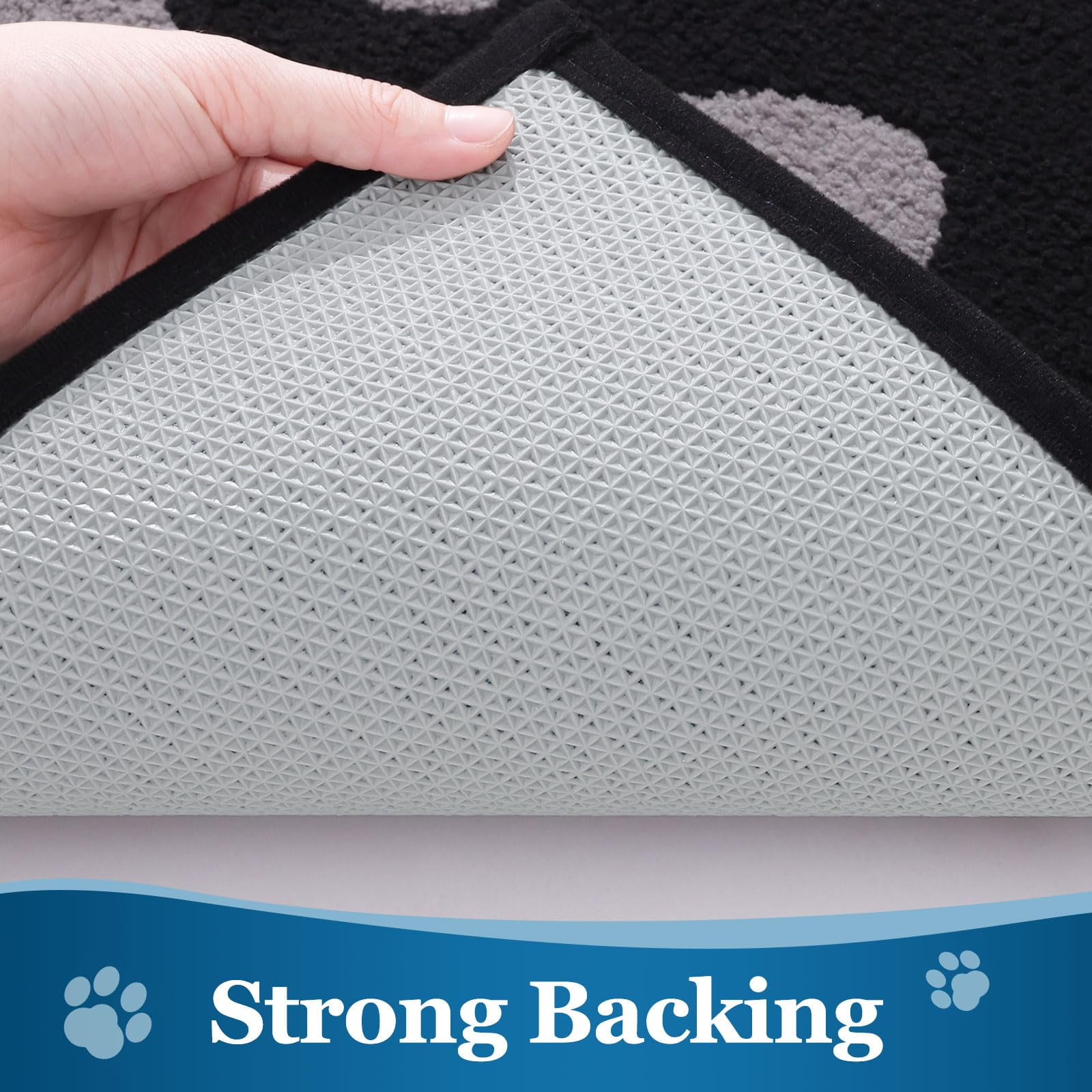 Smiry Dog Door Mats for Muddy Shoes and Paws, Non Slip Low-Profile Washable Indoor Doormats, Absorbent Dirt Trapper Entryway Rugs, 48"x30", Black and Grey