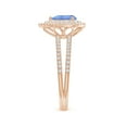 thumbnail image 3 of ANGARA Natural Split Shank Pear Tanzanite and Diamond Double Halo Ring in 14K Rose Gold for Women (Size-7x5mm) | December Birthstone, Anniversary, Jewelry Gift for Women | Natural Tanzanite Ring, 3 of 8