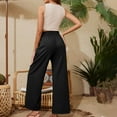 thumbnail image 3 of Lenpel Women's Wide Leg Pants Loose Elastic High Waisted Drawstring Casual Trousers Lightweight Palazzo Pants with Pockets, 3 of 5