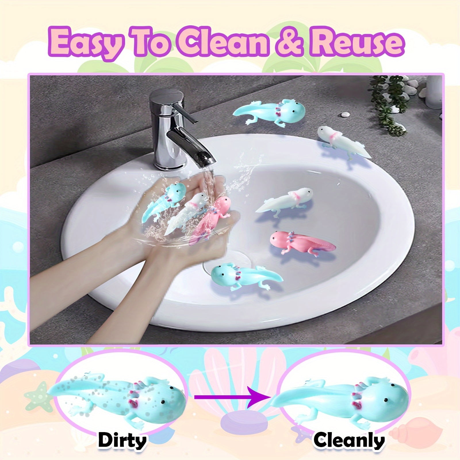 SDOTXA 24pcs 24-Piece Axolotl Finger Toys  Sticky Rubber Dino Flying Catapults  Fidget Toys for Parties  Gifts  Goodie Bags  Halloween & Christmas