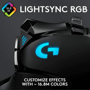 Logitech G502 HERO ماوس ألعاب سلكي عالي الأداء ، مستشعر HERO 25K ، 25600 نقطة لكل بوصة ، RGB ، أوزان قابلة للتعديل ، 11 زرًا قابلاً للبرمجة ، ذاكرة على متن الطائرة ، كمبيوتر شخصي / Mac