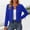 Blue, variant on Womens Faux Suede Crop Blazer Dressy Casual Pleated Crew Neck Open Front Long Sleeve Jackets Comfort Trendy Slim Fit Coats Outwear for Business Work Office