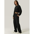 thumbnail image 5 of Women 2 Piece Outfits Sweatsuit Set Twist Front Cropped Sweatshirt Wide Leg Sweatpant Lounge Set, 5 of 8