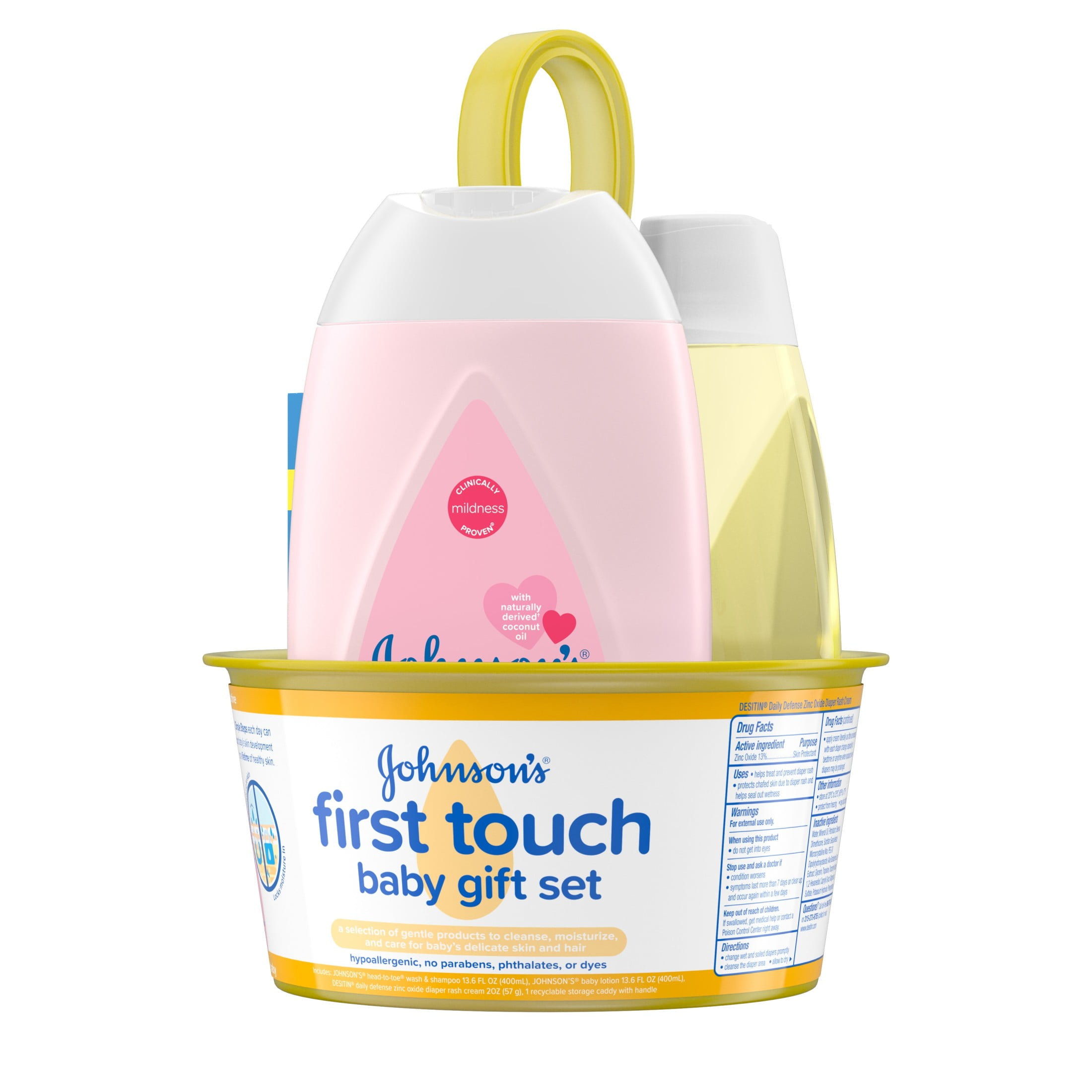 Johnson's First Touch Baby Gift Set with Baby Lotion, Diaper Cream and Shampoo, 4 full size items