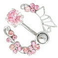thumbnail image 3 of Yesbay 14G Butterfly Rhinestone Belly Barbell Button Ring Navel Body Piercing Jewelry, 3 of 4