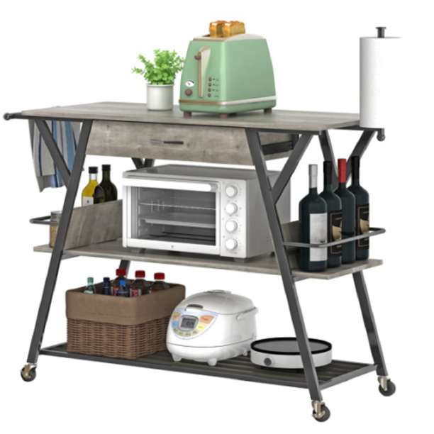 Bestier Kitchen Island with Storage Buffet Table Grey