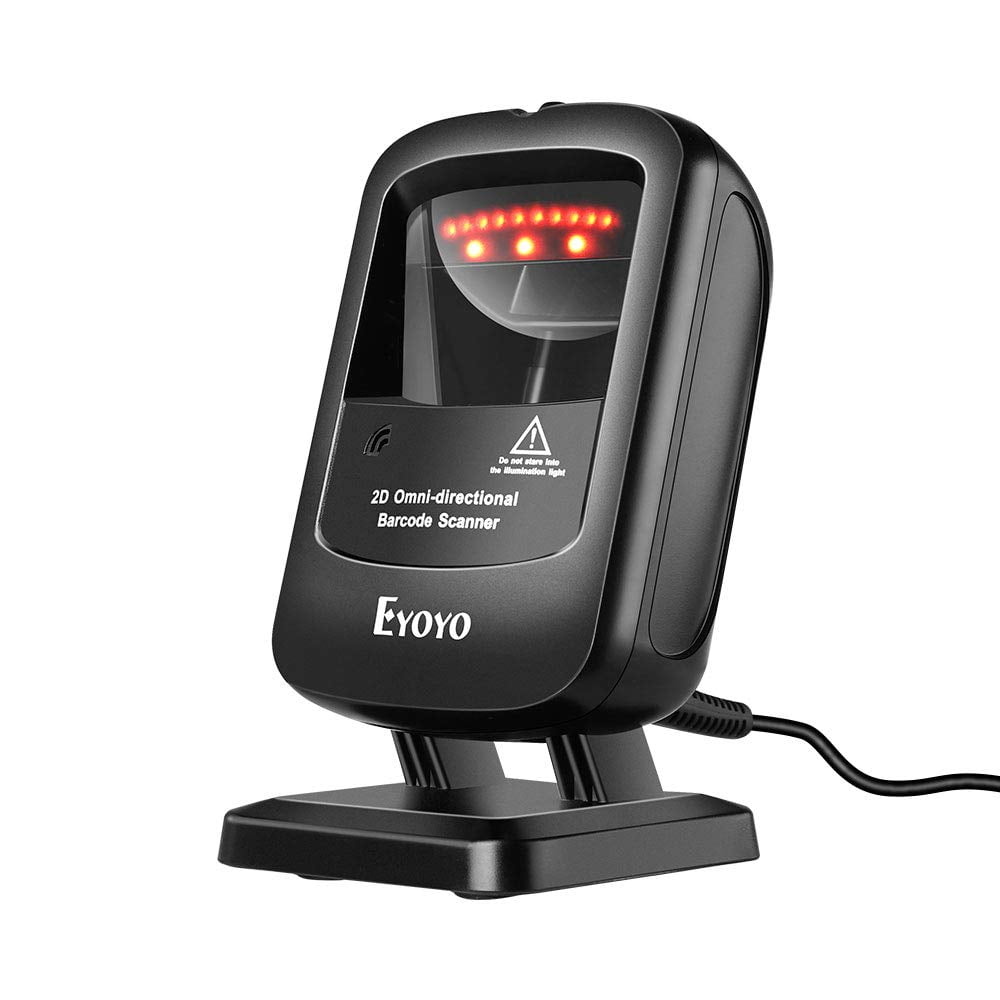 Eyoyo 1D 2D Desktop Barcode Scanner, Omnidirectional Wired Desk Scanner