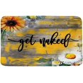 thumbnail image 1 of Sunflower Get Naked Bath Mat Funny Quote Memory Foam Rugs Rustic Wood Boards Retro Daisy Yellow Flower Bold Words Spring Floral Kitchen Bathroom Soft Floor 31.5"x20", 1 of 6