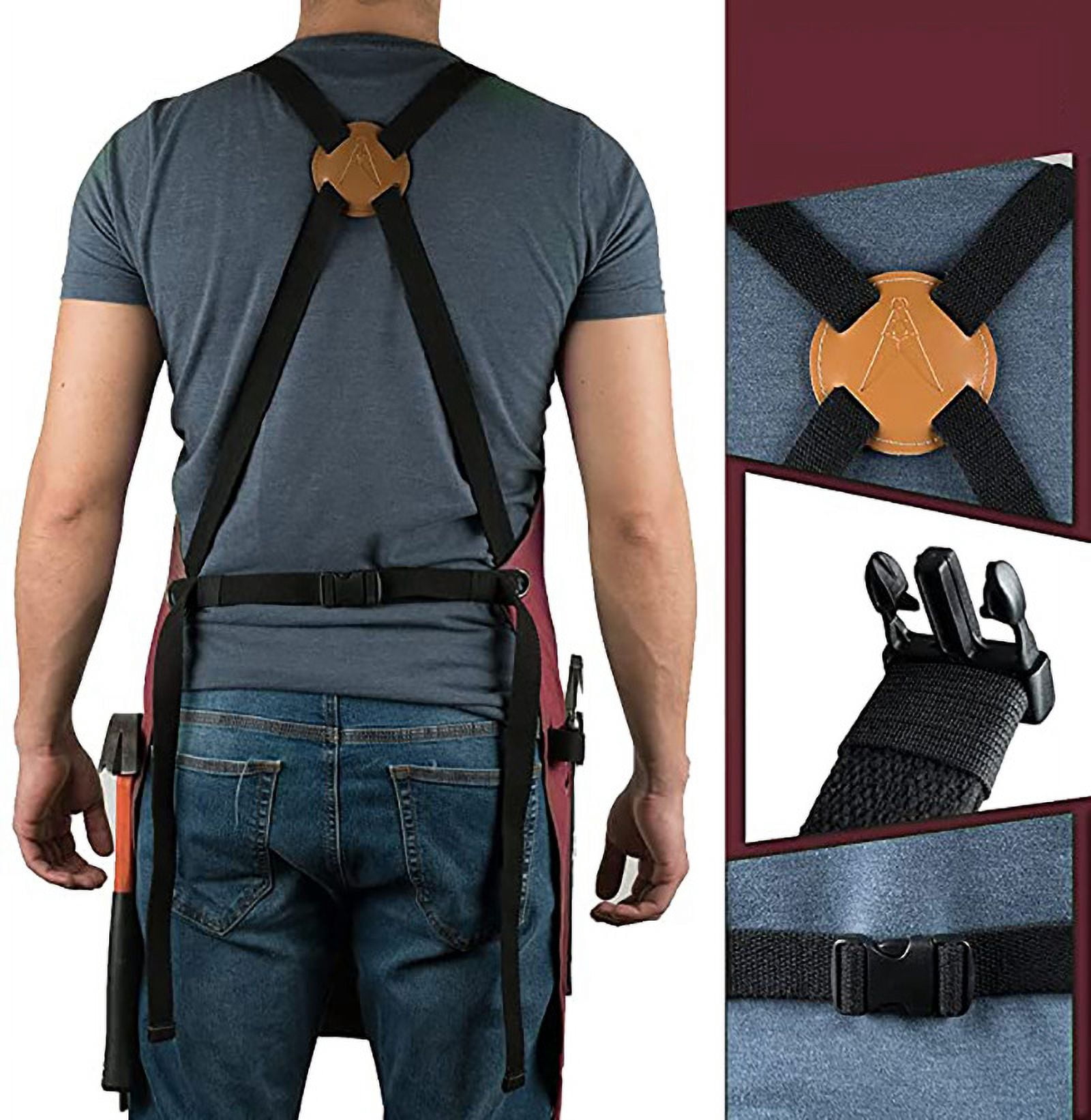 Chef, BBQ and Work Apron with Bottle Opener and Hand Towel - Durable Cotton Canvas, Brass Hardware and Cross Back Straps - For Men, Women, Grilling, and Cooking