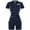 Navy Blue, variant on Womens Cop Policewoman Role Play Costume Zipper Shorts Jumpsuit with Belt Purse Black XL
