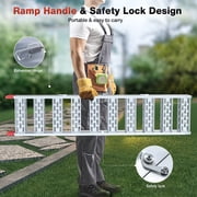 Foldable Ramps for Pickup Trucks, Aluminum Tri-Fold Motorcycle Powersports Loading Ramps, 1600 LBS Capacity ATV Ramp with Load Straps for ATV/UTV, Lawn Mowers, Tractors, 77 L x 50 W