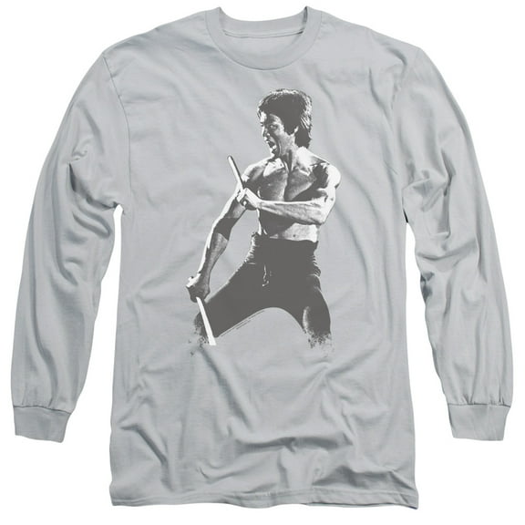 Bruce Lee Chinese Characters Long Sleeve T-Shirt Adult 18/1 Silver