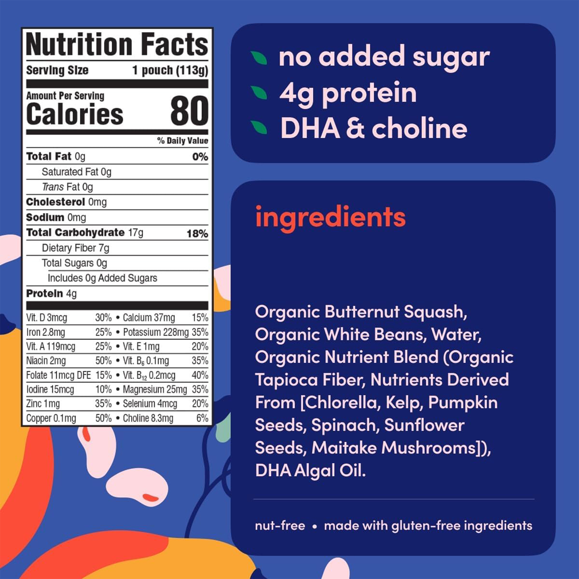 Cerebelly Organic Baby Food Pouches Variety Pack, Veggie & Bean Purees, 16 Nutrients, No Added Sugar, Fiber & Non-GMO, 4oz, 8 Pack
