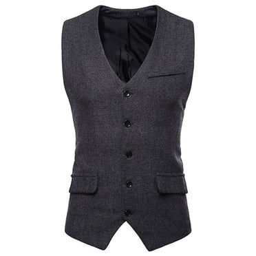CEHVOM Men's Autumn Winter Formal Bussiness Tuxedo Suit Waistcoat Vest Jacket Top Coat