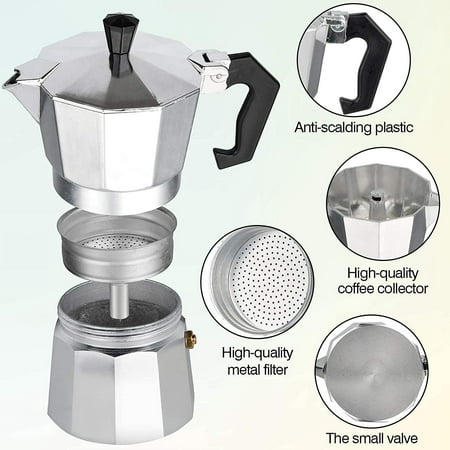 Sorelle Home & Kitchen | Stovetop Espresso and Coffee Maker | Moka Pot for Classic Italian and Cuban Café Brewing | Cafetera (6 Cup) …