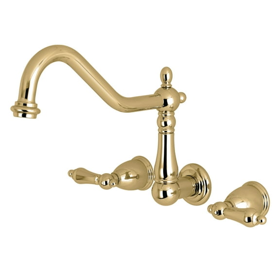 Kingston Brass KS1022AL Heritage Two-Handle Wall Mount Roman Tub Faucet, Polished Brass