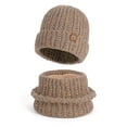 thumbnail image 2 of GaThRRgYP Warm Knit Beanie for Cold Weather,Women's Warm Knitted Earmuffs Wool Hat Hat and Scarf Set Khaki Free Size, 2 of 7