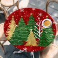 thumbnail image 2 of Red Christmas Tree Round Tablecloth, Fitted Table Cover with Elastic for 45"-54" Round Tables, Green Golden Xmas Tree Snowflake Winter Table Cloth Outdoor Indoor Dinning Party Waterproof Tablecloths, 2 of 7