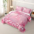 thumbnail image 3 of Erosebridal Girly Balloon Letter A Twin Quilt Set for Girls, Pink Festive Bow Ribbon Twin Coverlet Set, 2pcs, 3 of 7