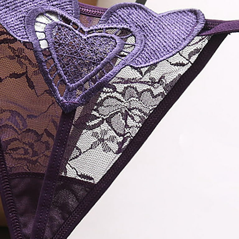 Lopecy-Sta Women Sexy Lace Underwear Lingerie Thongs Panties Ladies  Underwear Underpants Deals Clearance Thongs for Women Pack Birthday Present  Purple 