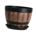 thumbnail image 2 of Plant Bot Barrel Planters Regalos con platillo con agujeros de drenaje Decoración de contenedores de plantas Pot de flor para porche de jardín 4L, 2 of 8