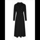 thumbnail image 2 of Vestido Maxi Informal de Otoño para Mujer, con Solapa, Abertura, Antiarrugas, y Bolsillos para Vacaciones Negro XL, 2 of 5