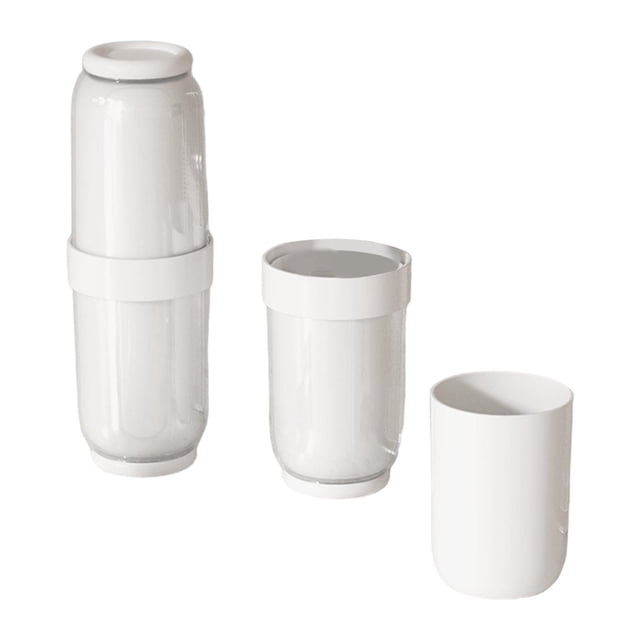 Portacepillos de dientes, Estuche de viaje para cepillos de dientes con tapa, Contenedor para cepillos de dientes, 4 piezas blanco gris