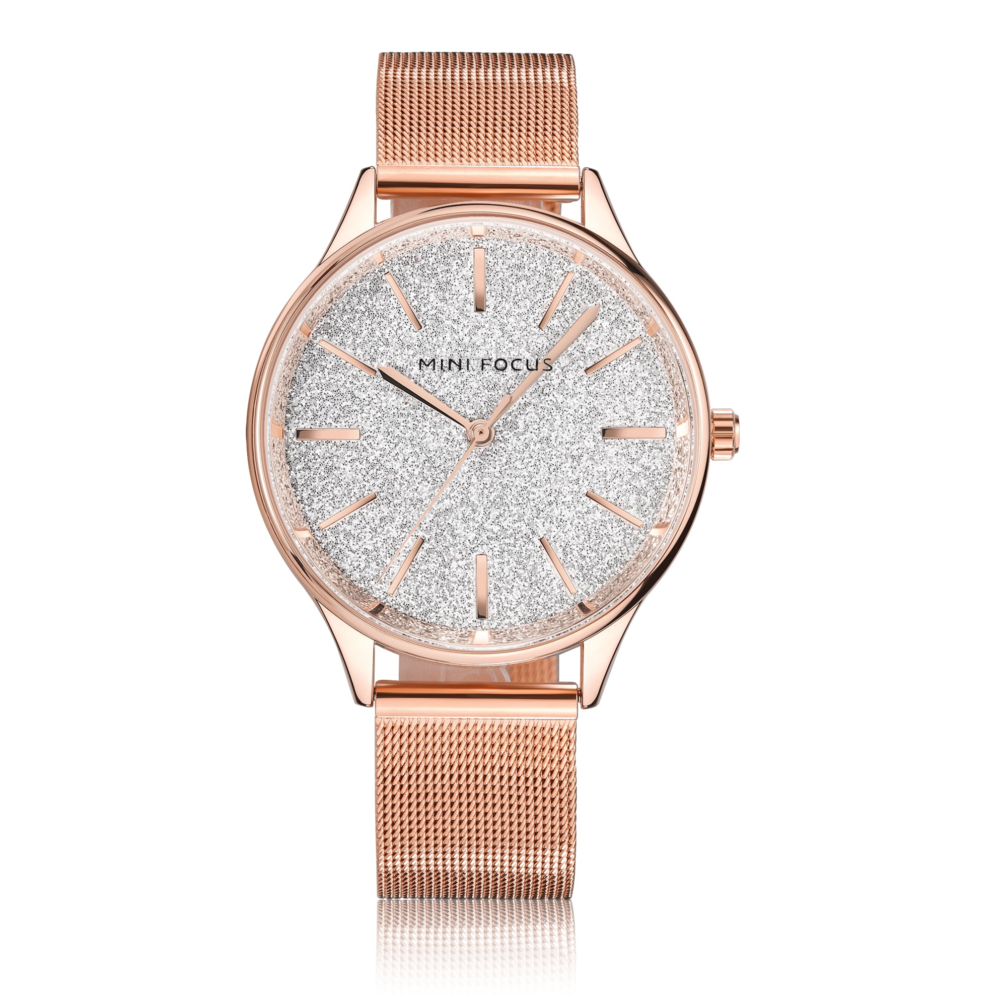 Womens Quartz Watch Rose Gold Case Steel Mesh Belt Time Scale Fashion for Friends Lovers Best Holiday Gift Casual