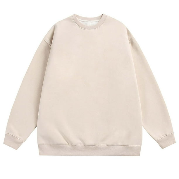 pstuiky camisas de manga larga para hombre, Blusas y camisas casuales de cuello redondo y manga larga de color liso para hombre Tops de hombre m