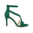 thumbnail image 3 of BLISSFUL STEP Women Zipper Ankle Strap Stiletto Heel Sandals Emerald Green 6, 3 of 7
