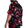 thumbnail image 3 of Valentine's Day Love Men's Short Sleeve Hawaiian Beach Poplin Shirt Casual Printed Button Down Summer Unisex Shirt, 3 of 6