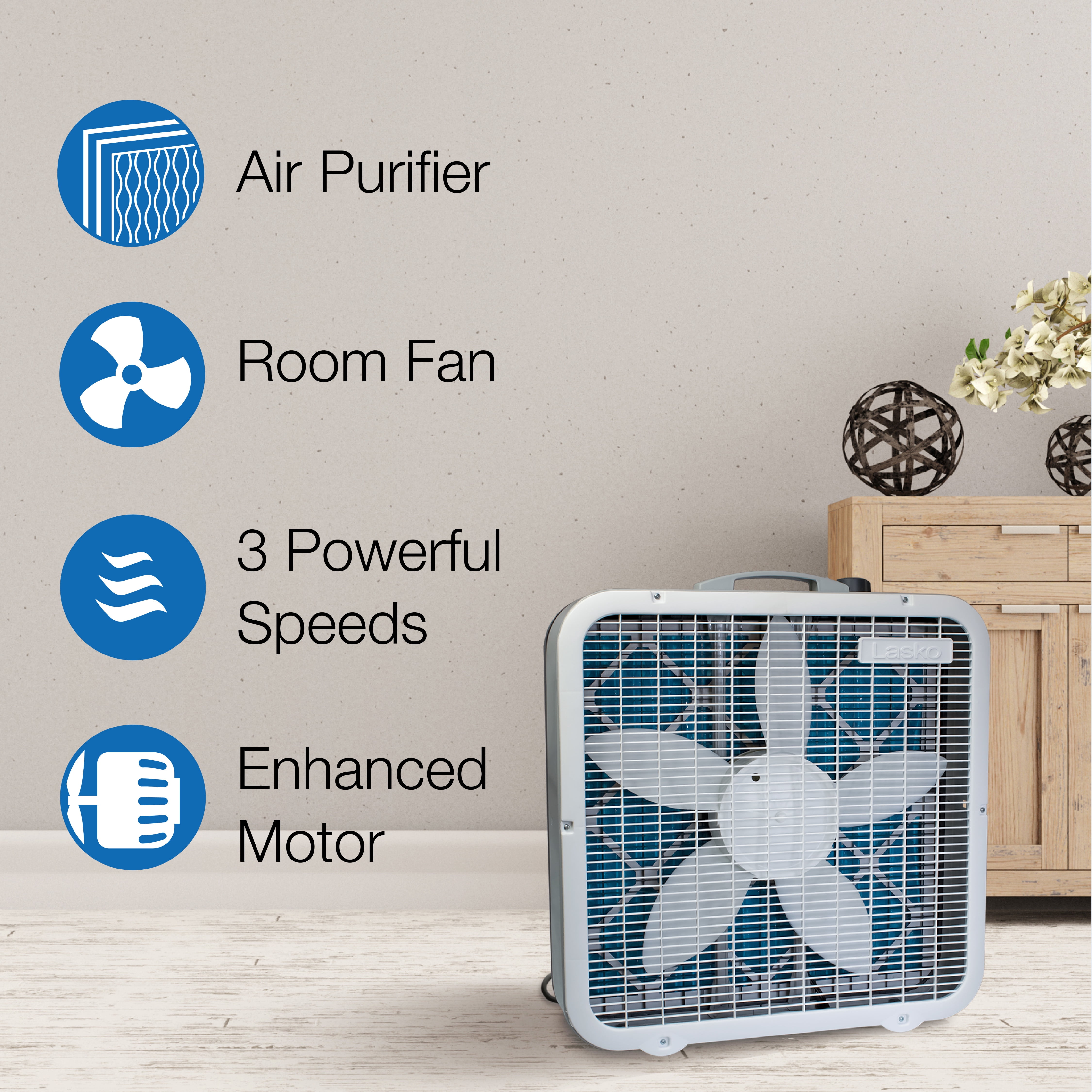 Lasko Air Flex 2-in-1 20-inch Box Fan and Air Purifier in One with 3  Speeds, FF305, White - Walmart.com