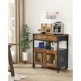 thumbnail image 2 of 24 Inch Farmhouse Style Coffee Bar Counter with Storage Space Movable Wheels and Mesh Doors Kitchen Entryway Sideboard Buffet Cabinet, 2 of 6