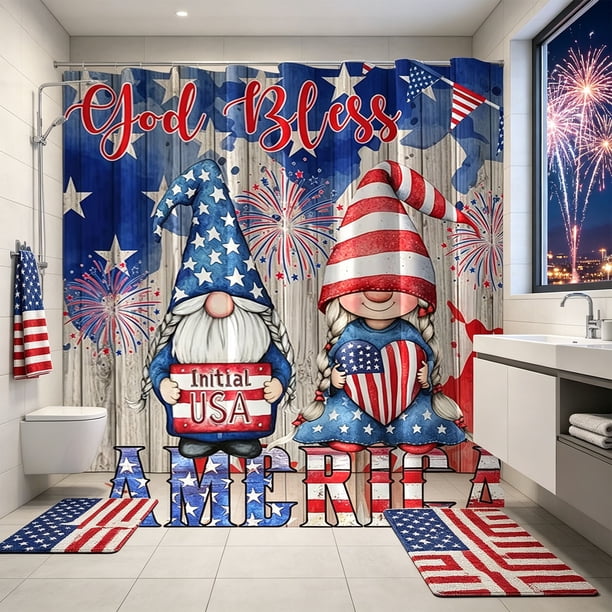 Independence Day Holiday Party Celebration Shower Curtain Bathroom Partition Decoration Hanging Curtain