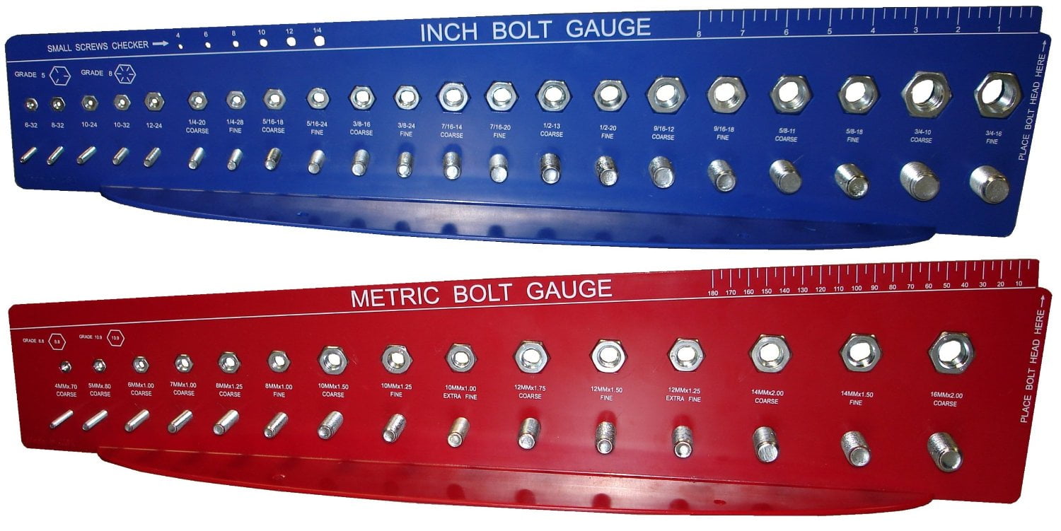 Screw Bolt Nut Thread Measure Gauge Size Checker Color Standard & Metric Blue 
