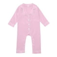 thumbnail image 2 of Fozruso Newborn Infant Baby Girl Boy Silk Pajamas Rompers Button Down Long Sleeve Satin Pj's Jumpsuit One-piece Romper Sizes 3-6 Months, 2 of 7