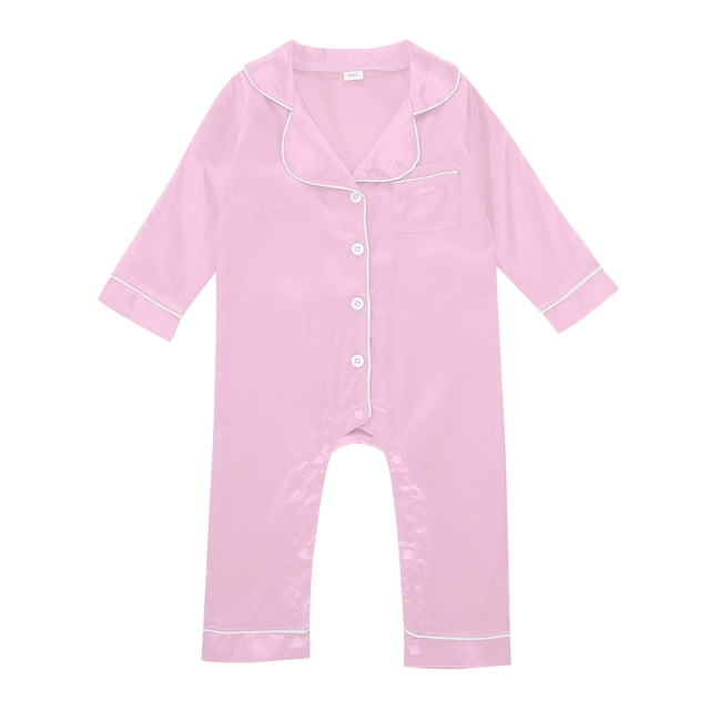 Combinaison Bébé Garçon Pyjama en Soie Boutons Manches Longues Satin